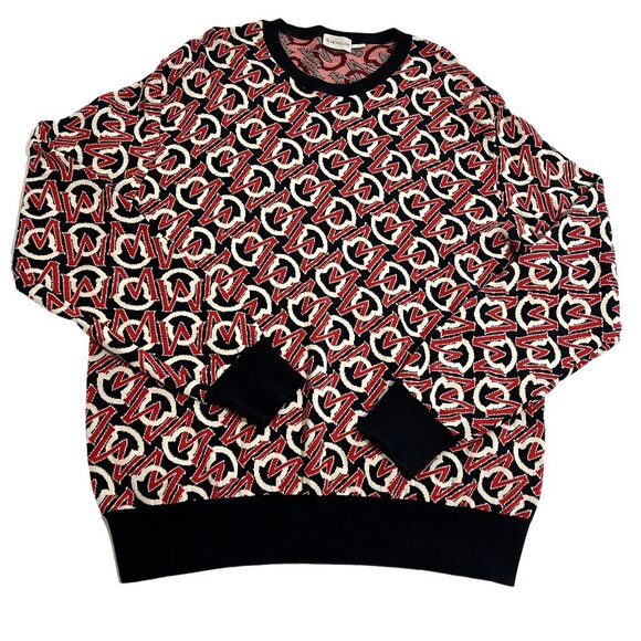Moncler Girocollo Tricot Sweater in Black and Red - Picture 1 of 9